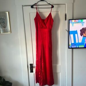 Size large satin red jumpsuit
